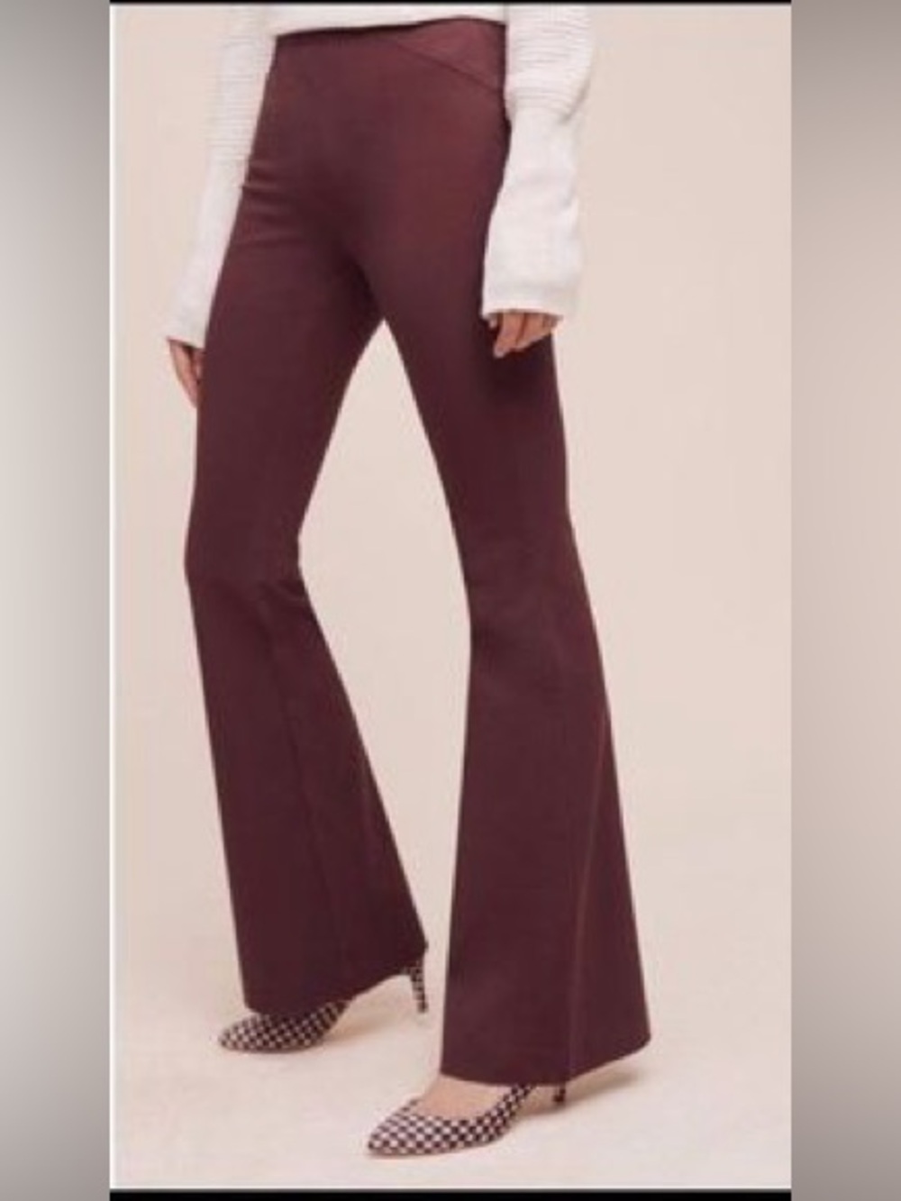 Anthropologie The Essential Flare Burgundy High Rise Flare Pants Size 6